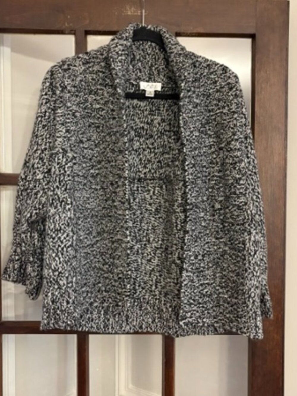 LOFT Vintage Black and White Speckled Knit Cardigan, Size Small